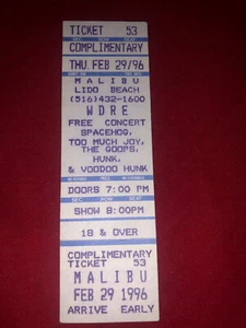 Boleto WDRE Spacehog Too Much Joy The Goops Malibú Long Island 29 de febrero de 1996 - Imagen 1 de 1