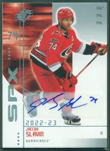2022-23 Upper Deck SPx Retro Lunar Waves Autograph R-47 JACCOB SLAVIN Hurricanes - Picture 1 of 2