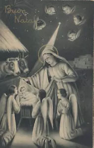 CARTOLINA *74 AUGURI-FESTE BUON NATALE AUGURI BUON ANNO REGALI VIAGGIATA 1950 - Picture 1 of 2