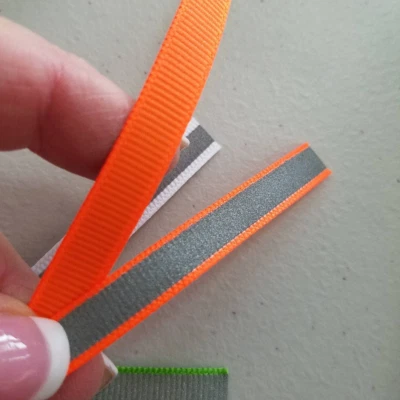 Reflective grosgrain ribbon fabric Trim 3/8 inch wide Sold by the Yard - Image 1 of 4