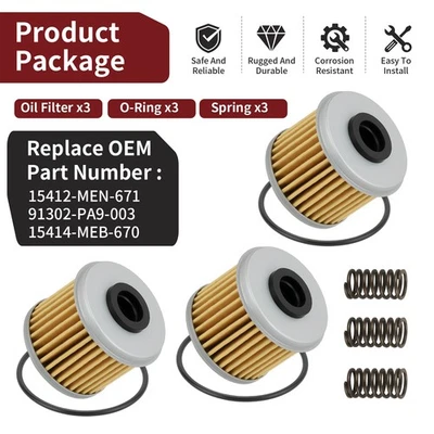 3X Filtro de aceite con resorte de junta tórica para Honda CRF250X CRF150R CRF250R CRF250RX CRF450 Foto 1 de 4