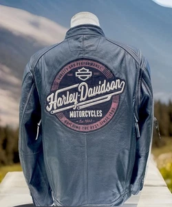 Harley Davidson Men RUSTLERS Leather Jacket XL 97195-18VM Black MINT - Picture 1 of 12