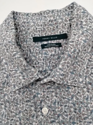 Perry Ellis Men's Size 2XL Tall Washable Linen Blend Short Sleeve Shirt - Image 1 of 4