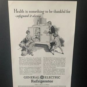 Vintage 1928 General Electric Refrigerator Health Ad Advertisement - Picture 1 of 2