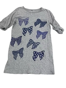STELLA MCCARTNEY KIDS TEE T SHIRT DRESS GRAY SHORT SLEEVE BOW PRINT 10 - Picture 1 of 6