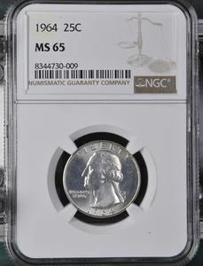 1964 NGC MS65 Washington Silver Uncirculated Quarter. - Picture 1 of 2