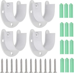OwnMy 4 Paquetes Soporte de extremo de varilla de armario Soporte de brida de cortina 1-1/2" Blanco  - Imagen 1 de 7