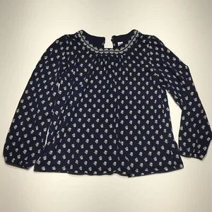 Old Navy Blouse Womens Size Small Blue Floral Long Sleeve Rear Button Closure - Picture 1 of 12