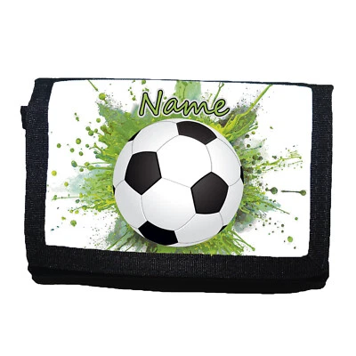 MAUS-DESIGN Fußball Geldbeutel Name Kinder / Fußballfan Geldbörse / Klarsichtfenster