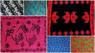 Sarong Pareo Strandtuch Schal Hippie Blumen Gecko Tribal Tattoo Drache Dragon - Bild 1 von 3