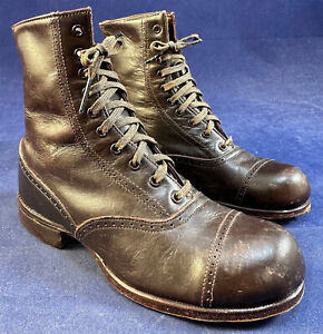 Edwardian Vintage Hamilton Brown Shoe Co Leather High Top Laceup Childrens Boots