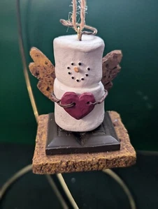 S'mores Midwest of Cannon Falls Marshmallow Snowman Angel Heart Ornament - Picture 1 of 5