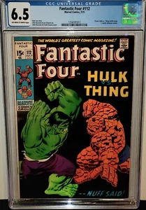 FANTASTIC FOUR #112 CGC 6.5 ¡PRIMERA IMPRESIÓN! ¡BATALLA CLÁSICA HULK VS THING! GALACTUS! - Imagen 1 de 2