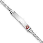 Avariah Solid 14k White Gold Medical Red Enamel Anchor Link Id Bracelet