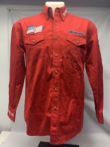 Wrangler Red Long Sleeve Western Mens Shirt Cotton Sz Med. The Stockyard Rodeo