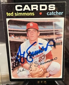 1971 Topps SIGNED TED SIMMONS RC #117 AUTO St. Louis Cardinals HOF ROOKIE BEAUTY - Picture 1 of 7