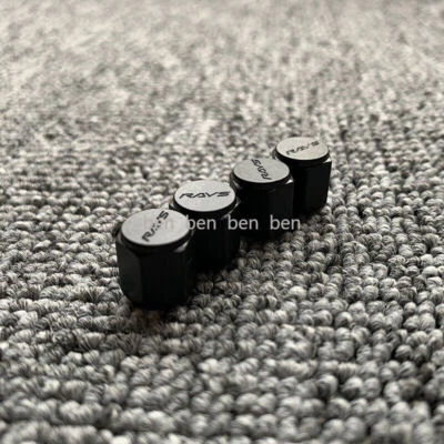 4 VOLK RACING TE37 CE28 TIRE VALVE STEM CAPS FORGED ALUMINUM BLACK UNIVERSAL JDM - Image 1 of 4