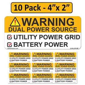 Solar Waring Dual Power Source Utility Battery Power System Sticker Labels - Bild 1 von 6