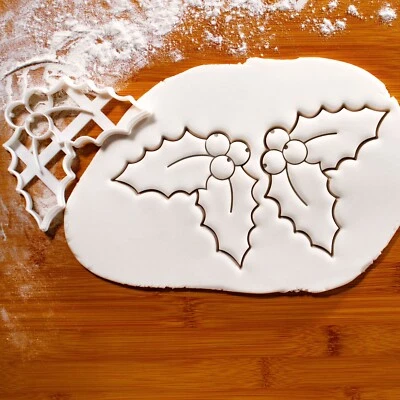 Christmas Holly Cookie Cutter - Merry Christmas, Xmas party, evergreen berries Foto 1 de 4