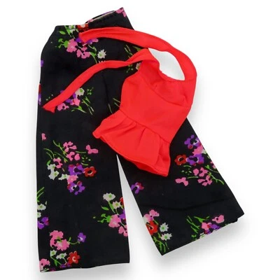 De Colección Barbie 1975 Best Buy Moda 7415 Floral Palazzo Pantalones Rojo Halter Top Mattel Foto 1 de 4