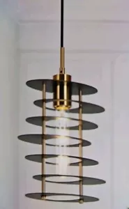 Industrial 1 Light Black And Brass Geometric Island Pendant Light With Metal... - Picture 1 of 5