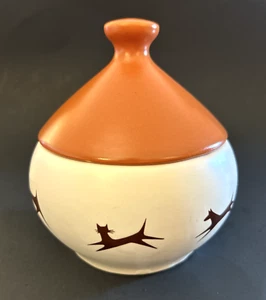 Upjohn Company McCoy Pottery Unipet Art Pottery Bowl Clapper Bell in Lid 5.5x5” - Picture 1 of 6