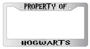Chrome License Plate Frame Property Of Hogwarts Accessory - Picture 1 of 1