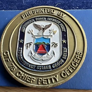 Military Presented by CTF 76 Chief Petty Officer challenge Coin - Picture 1 of 13