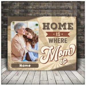 Arte de pared personalizado de madre e hija, fotos del día de la madre, hogar es donde m - Imagen 1 de 3