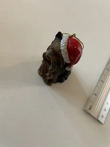Yorkshire Terrier Dog Wearing a Santa Hat Christmas Ornament Kurt Adler - Picture 1 of 4