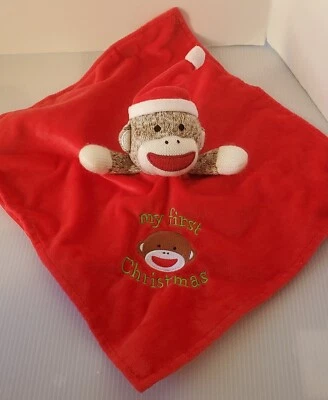 Manta de seguridad Baby Starters calcetín mono mi primera Navidad felpa sonajero amoroso Foto 1 de 4