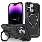 Magnetic Rugged Case For Iphone 15 14 13 12 11 Pro Max Stand Lens Sliding Cover