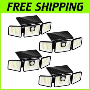 IP65 Waterproof 3 Heads Solar Motion Sensor Lights - 4 Pack Outdoor Brightness - Picture 1 of 9