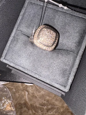 Auténtico Anillo David Yurman Albion Plata Esterlina Pavé Diamantes - Talla 6.25 Foto 1 de 3