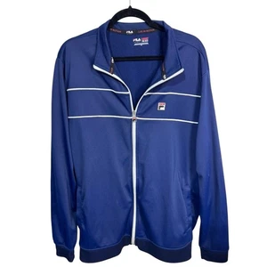 Fila Sport Navy Track Jacket Coat White Piping Retro Athletic Zip Men’s XXL - Picture 1 of 5