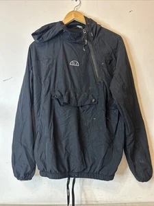 ELLESSE Womens Hooded Windbreaker Pullover Size Medium Black + Free Postage - Picture 1 of 10