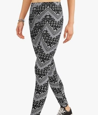 Pantalones de mujer No Boundaries blanco y negro estampado multi azteca talla X-grande 15-17 Foto 1 de 4