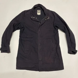 G-Star Coat Mens XL Navy Blue Officer Trent Longline Jacket Overcoat Cotton - Picture 1 of 13