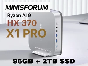 MINISFORUM AI X1 Pro-370 Mini PC Ryzen AI 9, 96GB RAM, 2TB SSD, Radeon 890M - Picture 1 of 10