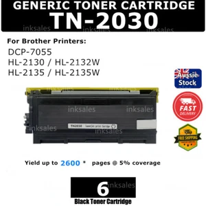 6 Toner TN2030 TN-2030 For Brother HL-2130 HL2132 HL2135 HL2130 DCP7055 HL2135W - Picture 1 of 2