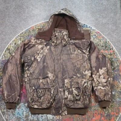 Vtg Cabelas Mossy Oak Break Up Jacket Mens L Insulated Removable Hood Soft Quiet - Image 1 of 4