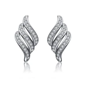 Pretty elegant silver stud earrings with Cubic Zirconia finest 925 silver - Picture 1 of 1