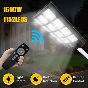 1600W Solar Street Light Outdoor Security Flood LED Waterproof Parking Lot Lamp - Picture 1 of 15
