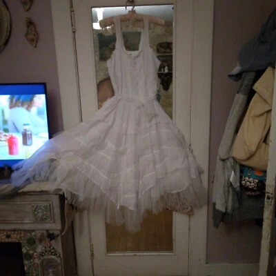 Gorgeous Hand Made White Slip Dress BOHO COTTAGECORE - Image 1 of 4
