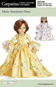 Vestido Patrón 008 Carpatina María Antonieta 18" Muñecas y Carpatina Muñecas Delgadas - Imagen 1 de 2