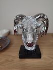 Silver Tone Rams Head Bust 20X17cm See Product Video In Description Rrp 37