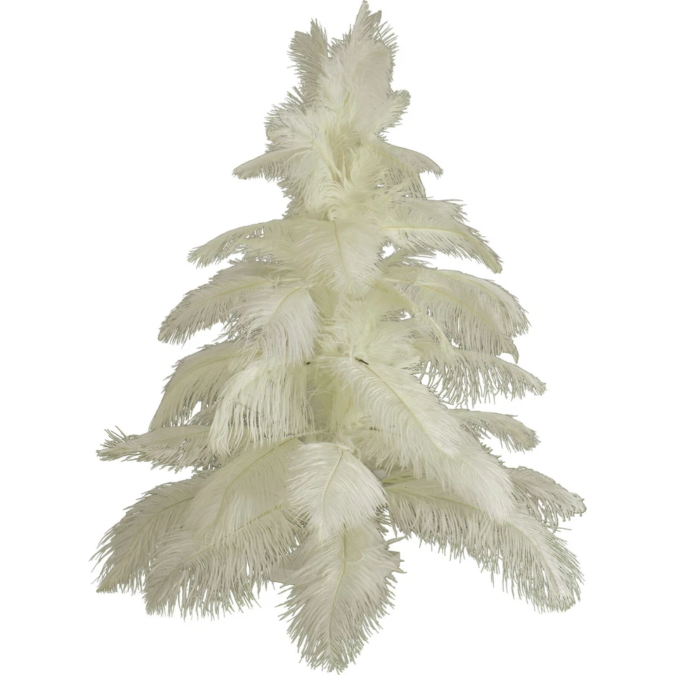 White Ostrich Feather Christmas Tree Real Bird Feather Branches Stand Included - Image 1 of 4