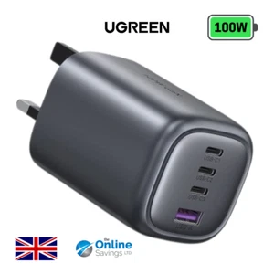 UGREEN 100W Charger 4Port USB-C GaN For MacBook/iPhone/iPad UK Fast Wall Charger - Picture 1 of 12