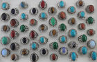 Wholesale Mixed Lots 30Pcs Charm Natural Stone Alloy Rings Fashion Jewelry