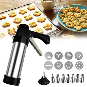 Stainless Steel 17pcs Biscuit Cookie Icing Cake Decor Set Piping Gun Baking Tool - Picture 1 of 10